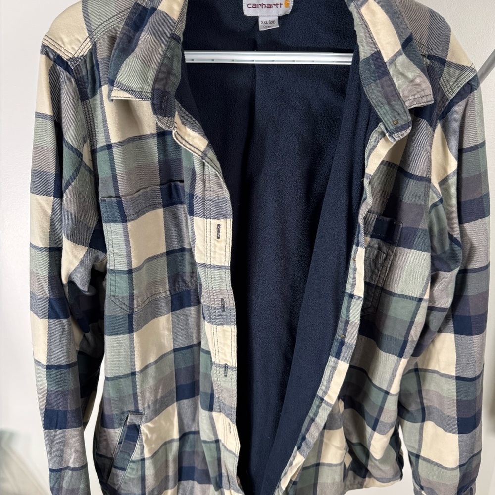 Carhartt Blue and Cream Plaid Jacket